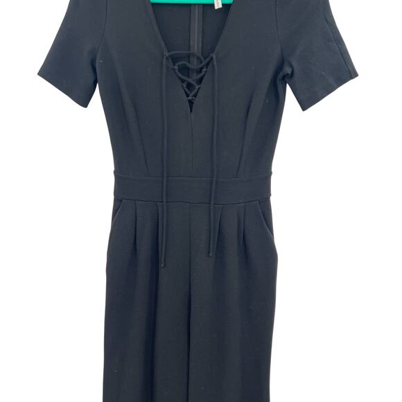 & Other Stories Tailored Jumpsuit Lace-Up Neckline Short Sleeve Black Size US 4 - Picture 3 of 12